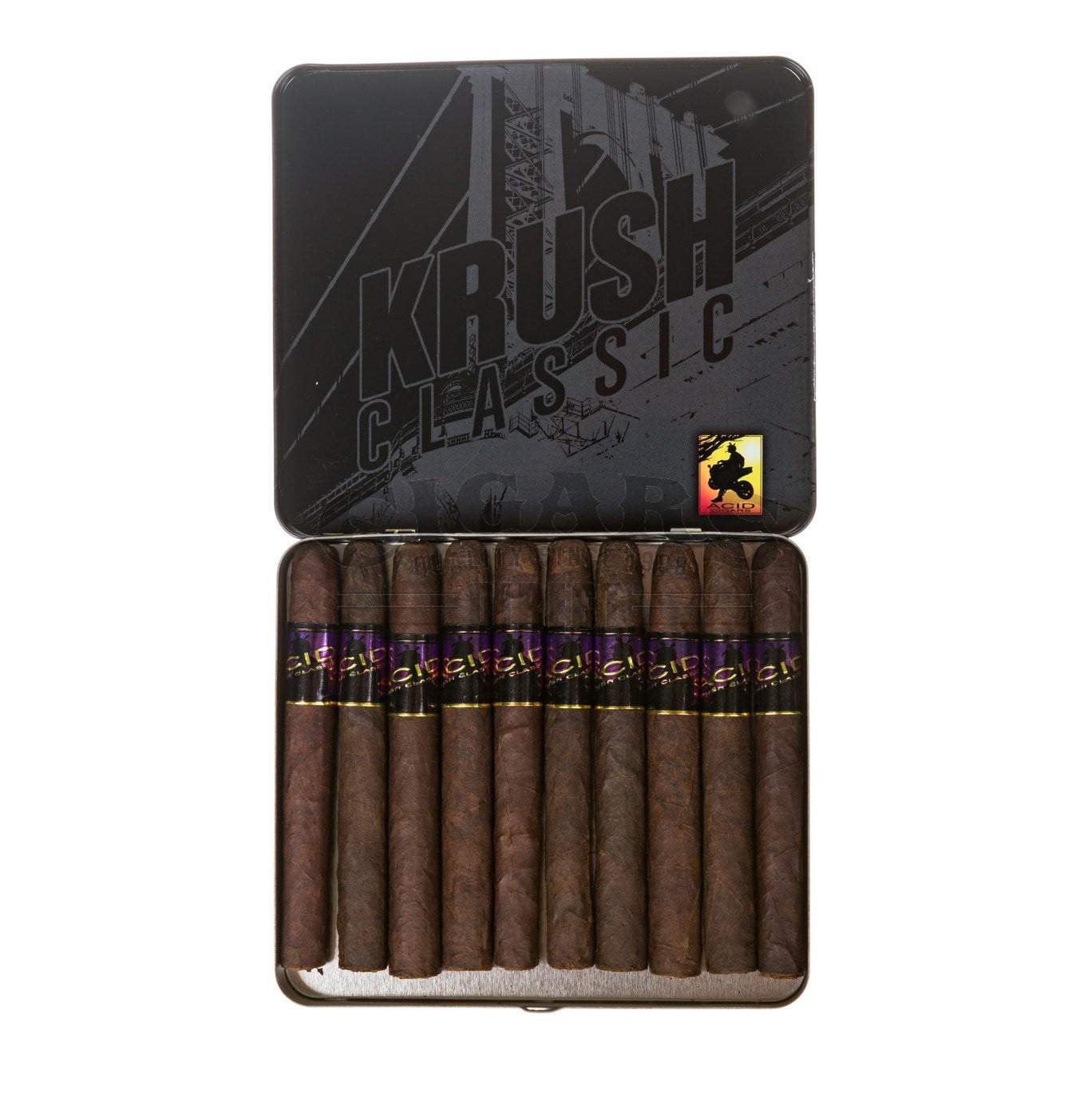 ACID KRUSH CLASSIC MORADO MADURO 5/10 TINS open cigar box