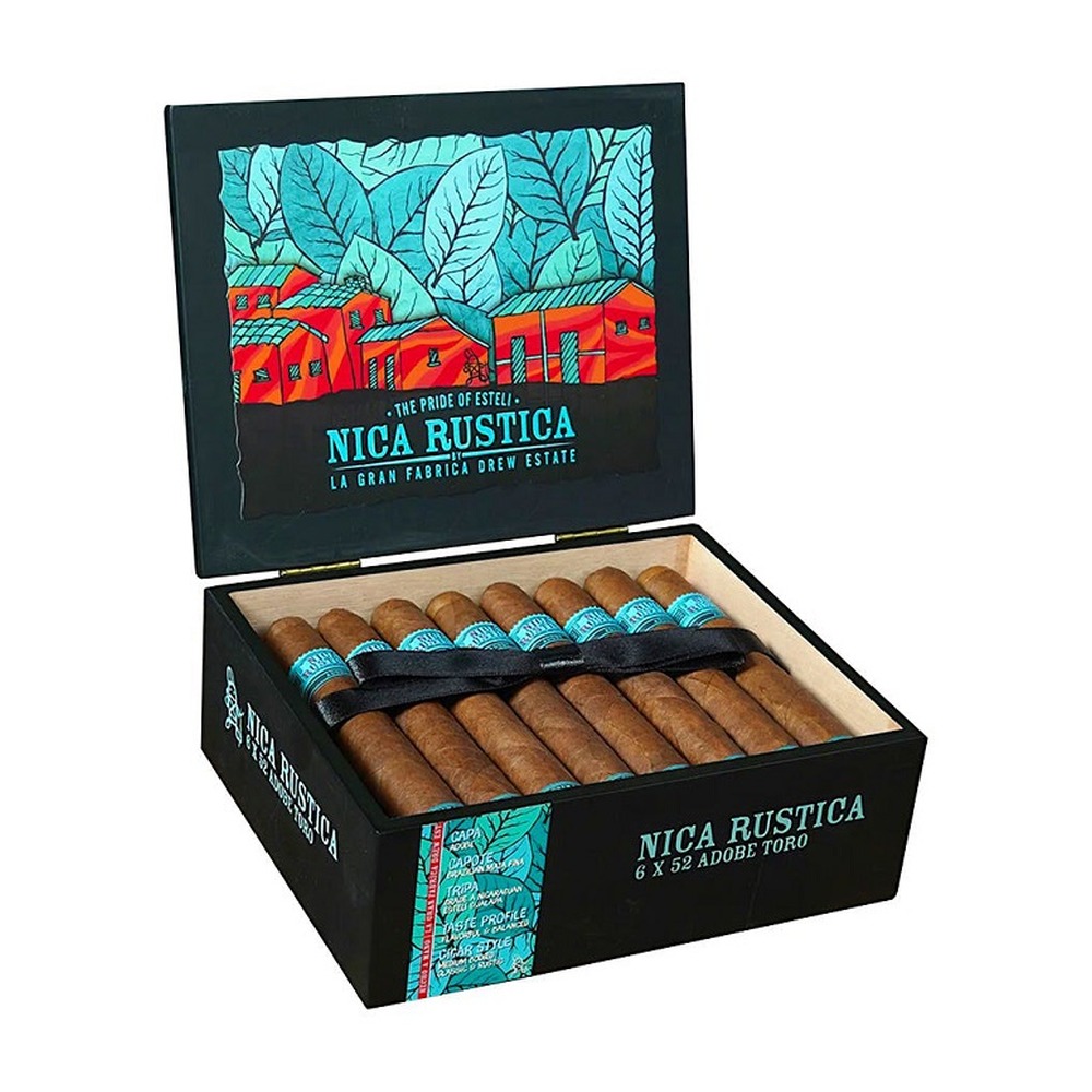 NICA RUSTICA ADOBE TORO 25/BX premium cigar box with Box of 25, Toro, Ecuadorian Habano wrapper, Medium-Full strength