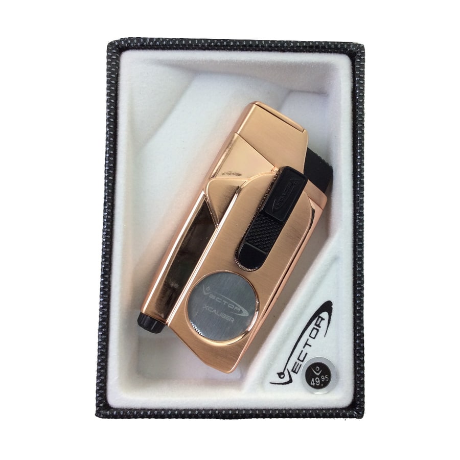 VECTOR (PVECTORCH/03) COPPER GOLD DOUBLE TORCH open cigar box