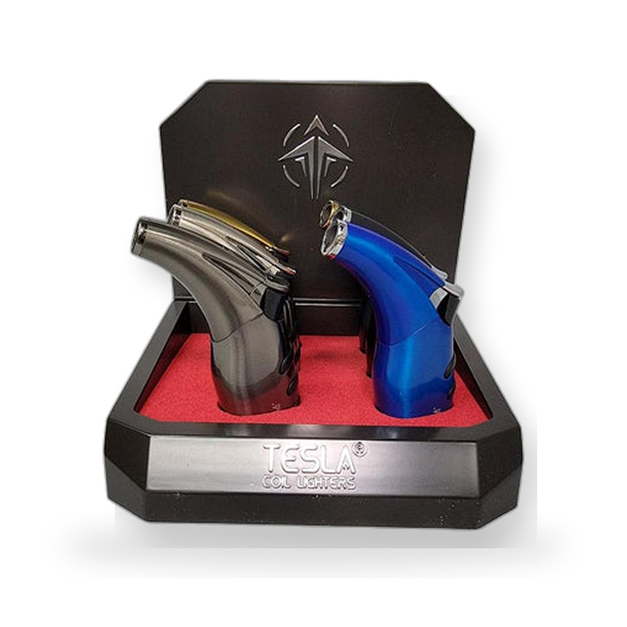 TESLA 2 TONE 3 FLAME 45 DEGREE TORCH DISPLADISPLAY cigar lighter with Display unit