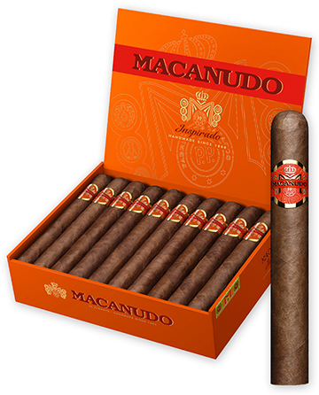 MACANUDO INSPIRADO ORANGE CHURCHILL 20/BX premium cigar box with Box of 20, Churchill, Honduran wrapper, Medium strength