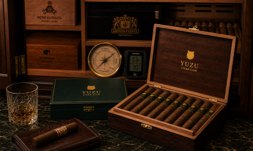 Premium cigar box in shop hero